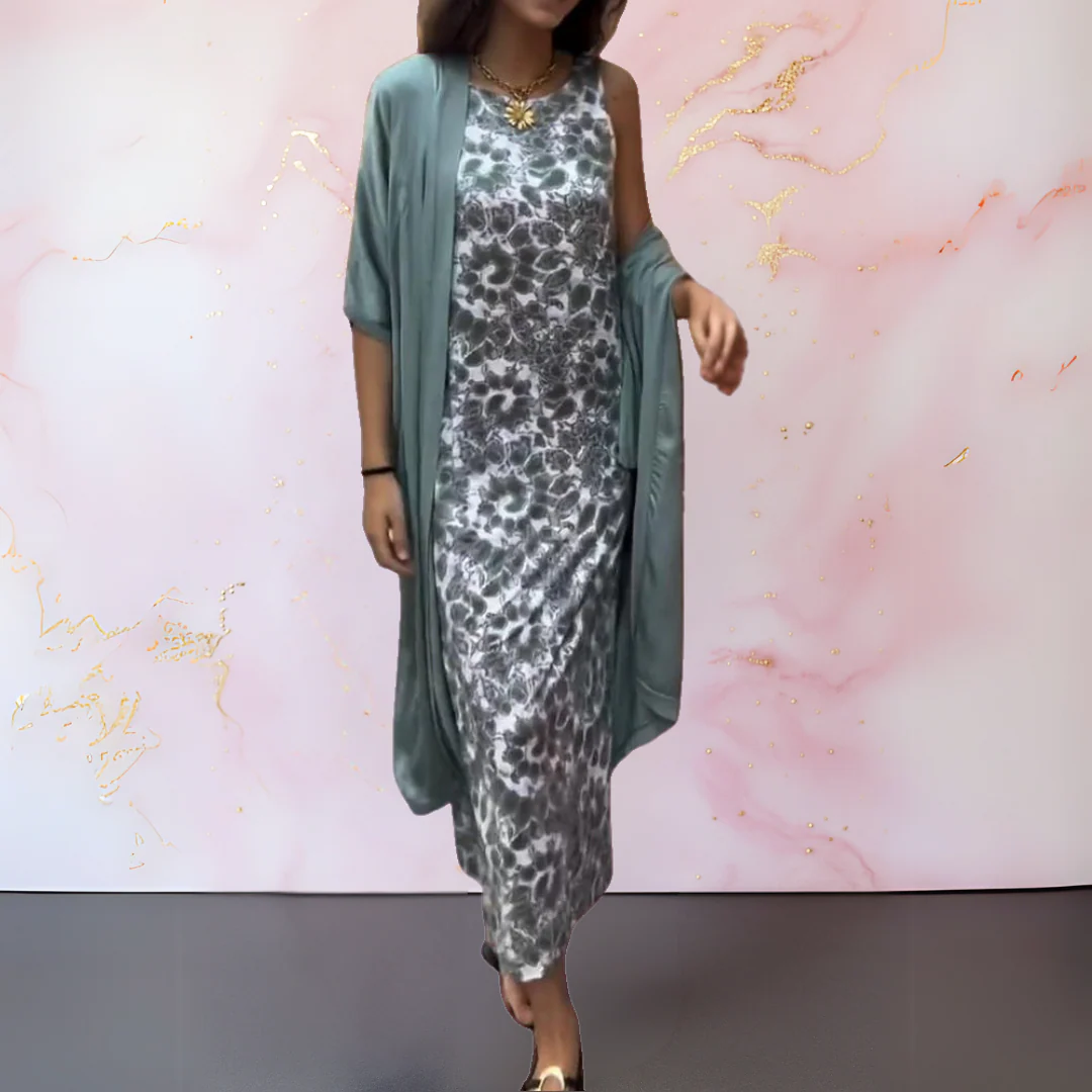 Elegantes langes Kleid mit leichtem Überwurf