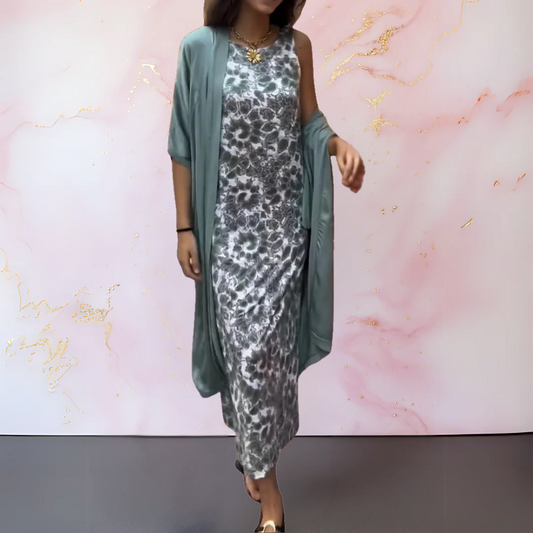 Elegantes langes Kleid mit leichtem Überwurf