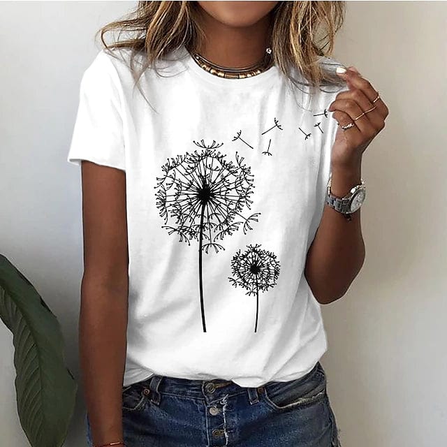 Renate - Elegantes Löwenzahn-T-Shirt für einen einzigartigen Look