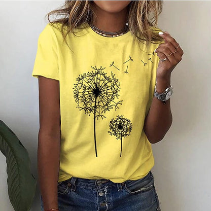 Renate - Elegantes Löwenzahn-T-Shirt für einen einzigartigen Look