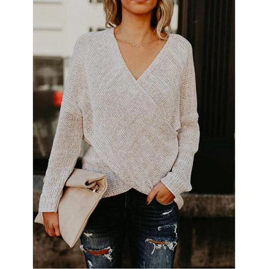 Selene - Eng anliegender & femininer Kreuzpullover für Damen