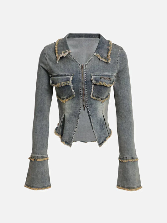 Aart - Vintage-Jeansjacke in gewaschenem Blau