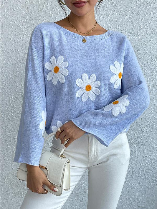 Marie - Stylischer und bequemer Herbstpullover mit gestickten Blumen für Frauen