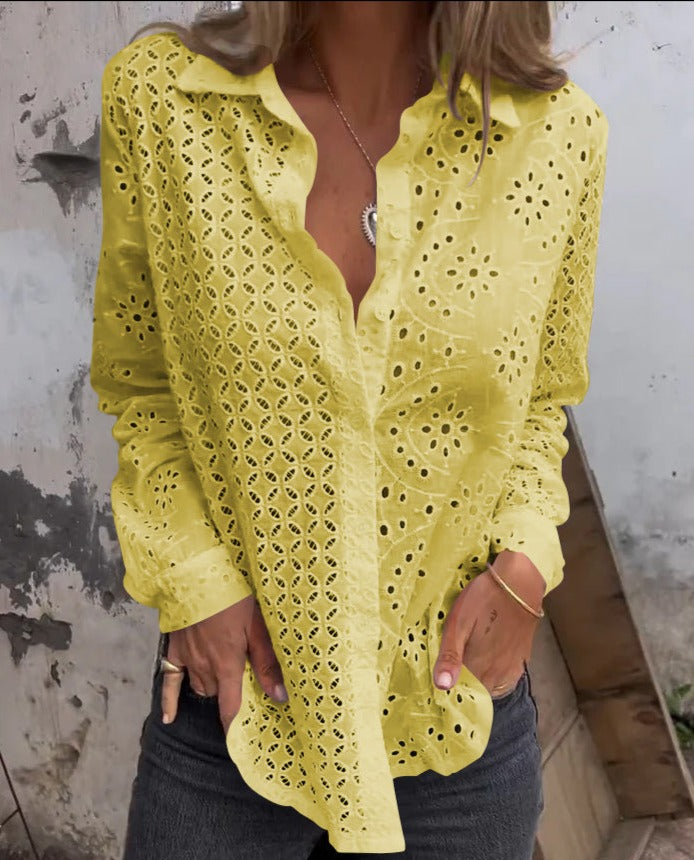 Shanaya Bluse | Langärmelige Bluse mit V-Ausschnitt