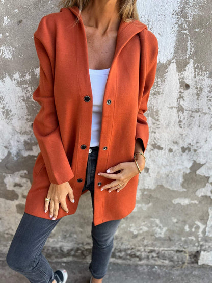 Ella | Lässige Kapuzenjacke mit einreihiger Knopfleiste