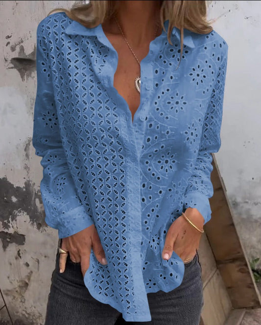 Shanaya Bluse | Langärmelige Bluse mit V-Ausschnitt