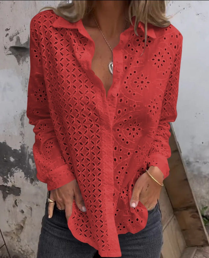 Shanaya Bluse | Langärmelige Bluse mit V-Ausschnitt