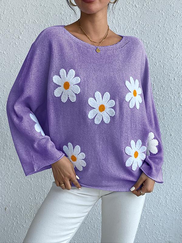 Marie - Stylischer und bequemer Herbstpullover mit gestickten Blumen für Frauen