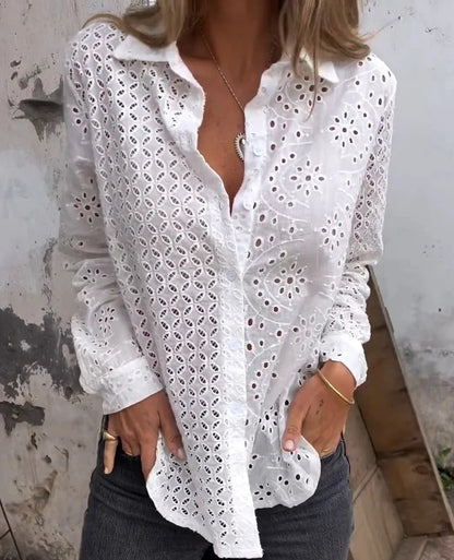 Shanaya Bluse | Langärmelige Bluse mit V-Ausschnitt