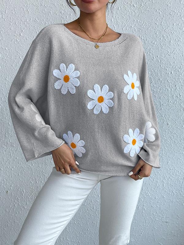 Marie - Stylischer und bequemer Herbstpullover mit gestickten Blumen für Frauen