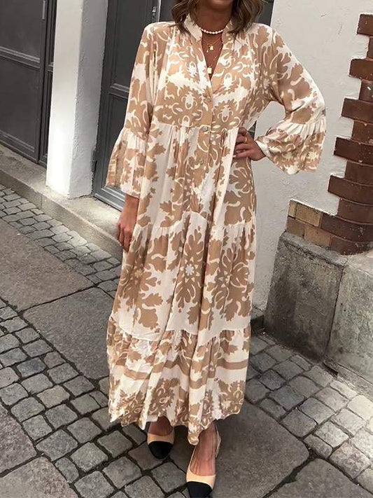 Maxikleid mit floralem Muster und langen Ärmeln