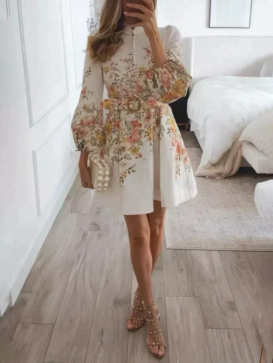 Bedrucktes Minikleid mit Knopfverschluss