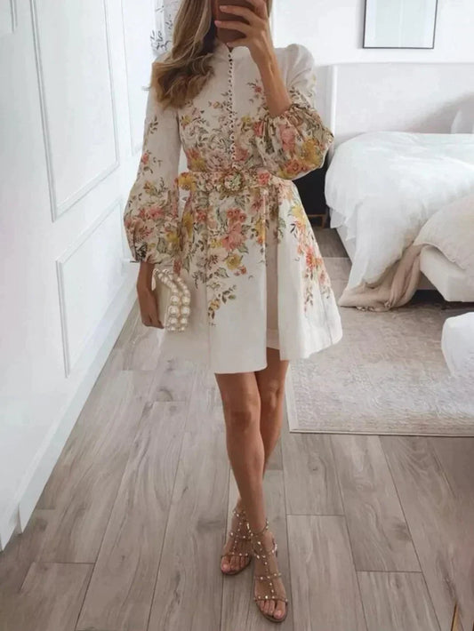 Louelle - Bedrucktes Minikleid mit Knopfverschluss