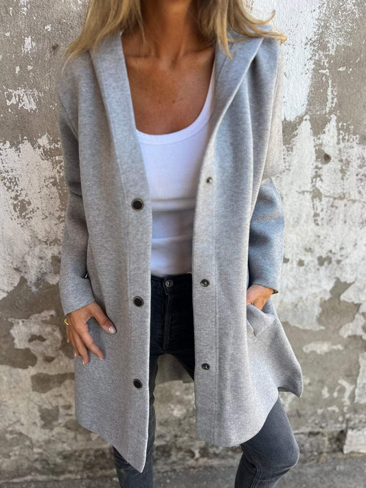 Ella | Lässige Kapuzenjacke mit einreihiger Knopfleiste
