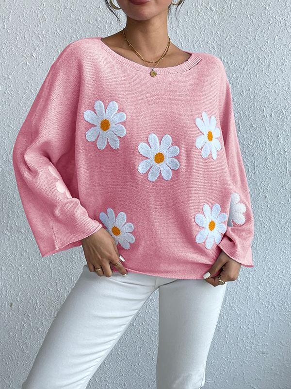Marie - Stylischer und bequemer Herbstpullover mit gestickten Blumen für Frauen