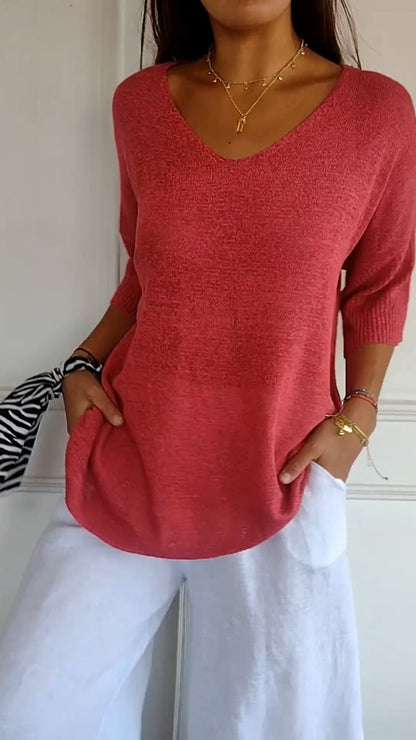 Shafina Top | Lockeres V-Ausschnitt Top