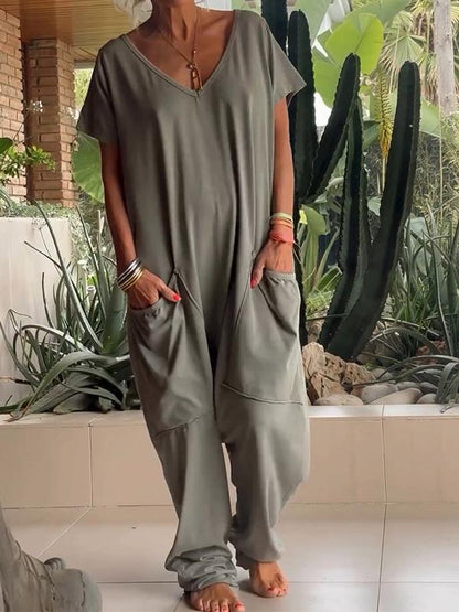 Audrea - Lässiger Overall mit V-Ausschnitt