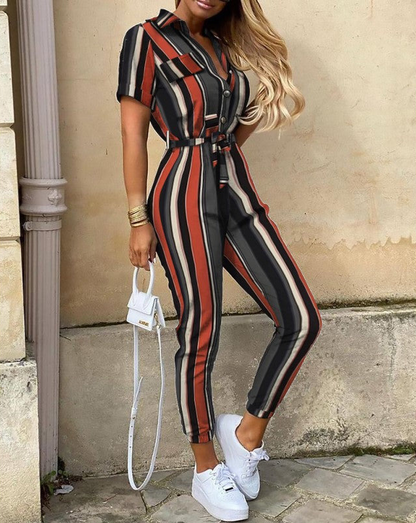 Jade Jumpsuit | Mit Gürtel und kurzen Ärmeln