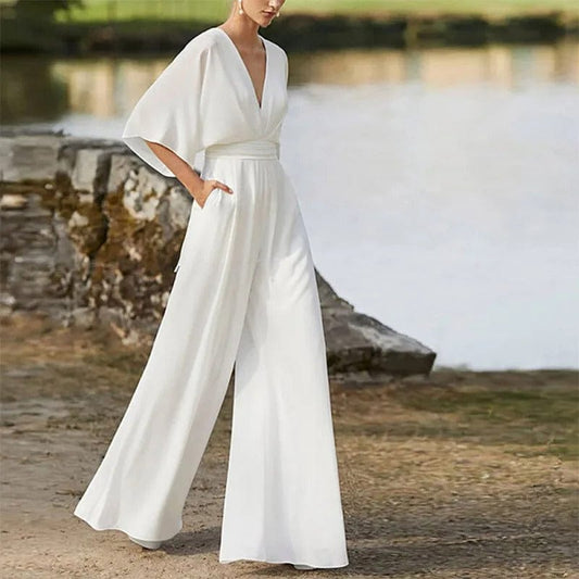 KAREN- Eleganter Jumpsuit mit V-Ausschnitt