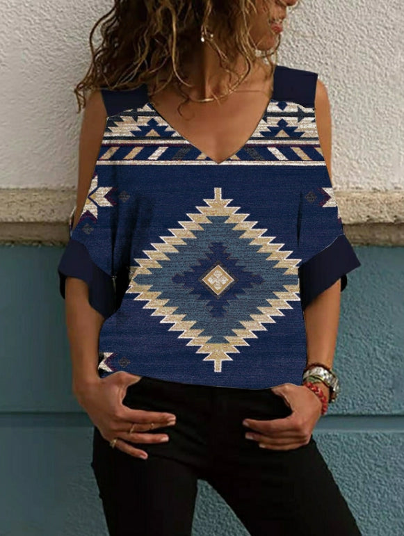 Oversized-Shirt mit freien Schultern und mittellangen Ärmeln im Vintage-Look