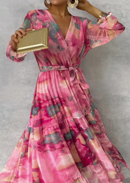 Beryl - Maxikleid mit langen Ärmeln in zartem Rosa