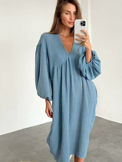 Piper - lässiges, locker sitzendes Kleid mit V-Ausschnitt