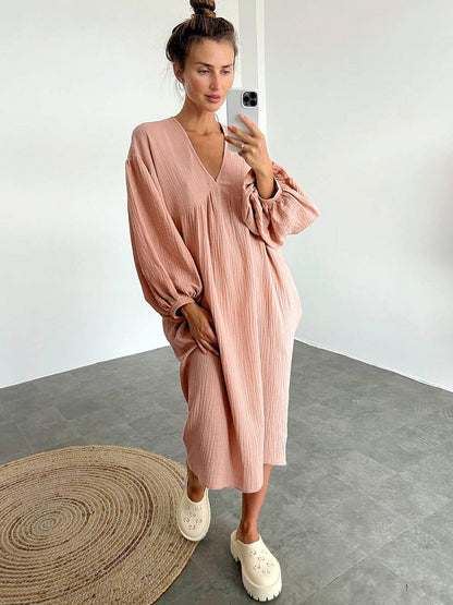 Piper - lässiges, locker sitzendes Kleid mit V-Ausschnitt