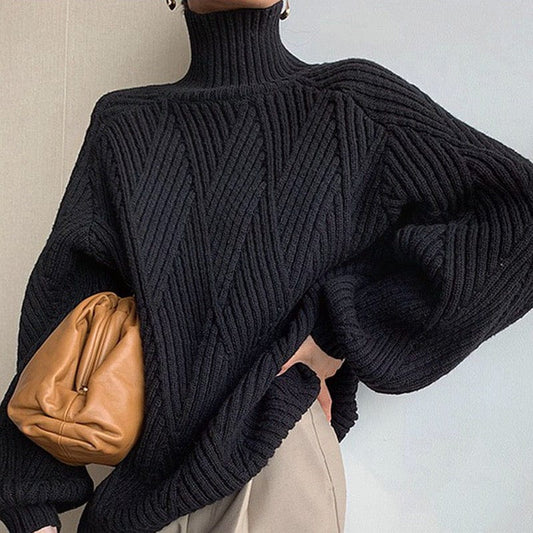 Alina - Schwarzer Rollkragenpullover für Frauen