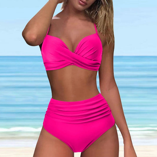 Hochtaillierter Bikini mit drehbarem Oberteil