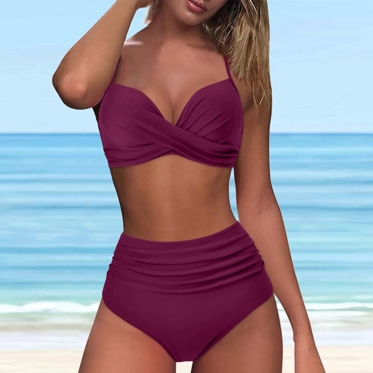Hochtaillierter Bikini mit drehbarem Oberteil