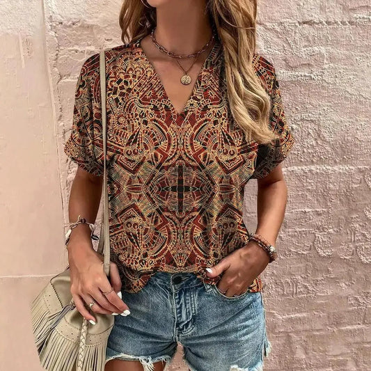 Damen-T-Shirt - V-Ausschnitt - weiches, atmungsactivees Material - perfekt für Sommertage