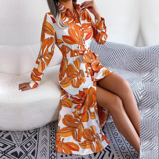 Louisa - Hemdblusenkleid mit Blumenmuster und Gürtel