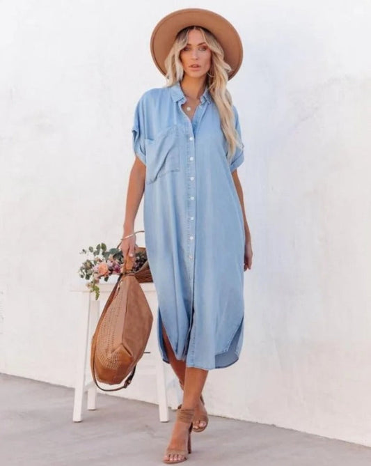 Emily - Kurzärmeliges Hemdblusenkleid aus Denim