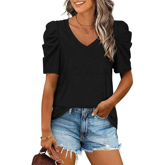 Damen-T-Shirt - V-Ausschnitt - lockere Passform - perfekt für lässige Anlässe