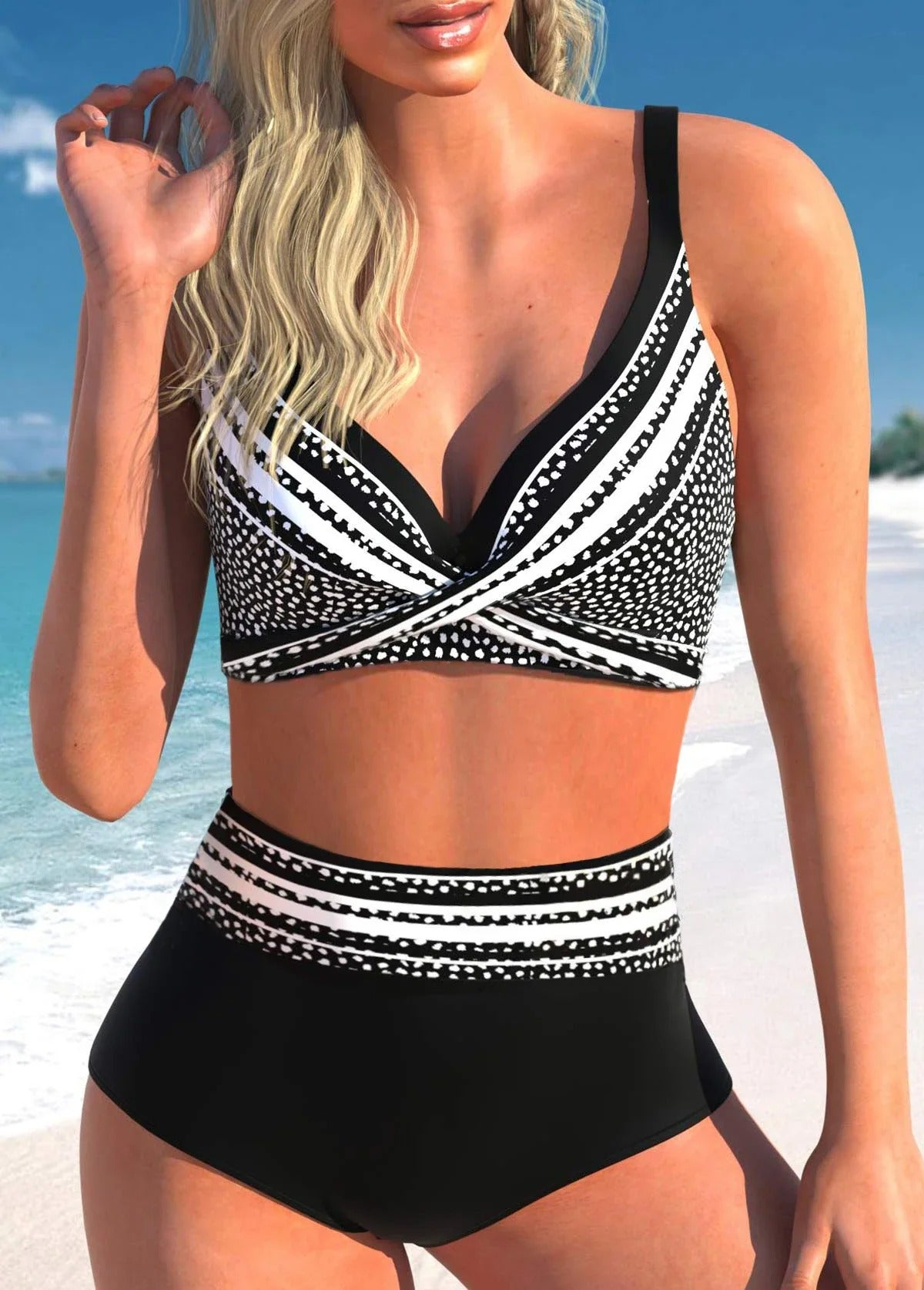 Bikini mit Polka Dots und Streifen