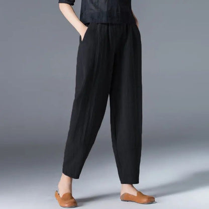 Puffhose aus Baumwolle und Hanf für Damenmode