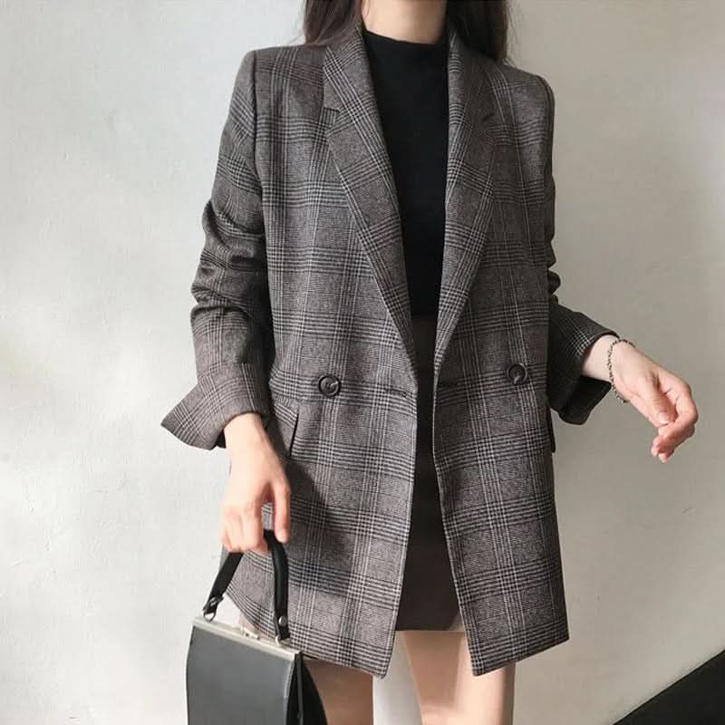 Klassischer karierter Oversized-Blazer für Damen