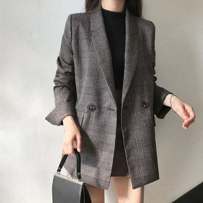 Klassischer karierter Oversized-Blazer für Damen