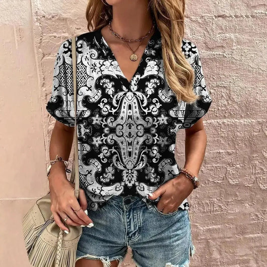 Damenbluse - Summer Style - kurze Ärmel - luftig und farbenfroh - perfekt für warme Tage