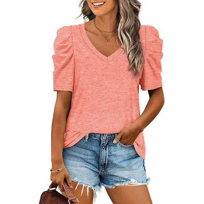 Damen-T-Shirt - V-Ausschnitt - lockere Passform - perfekt für lässige Anlässe