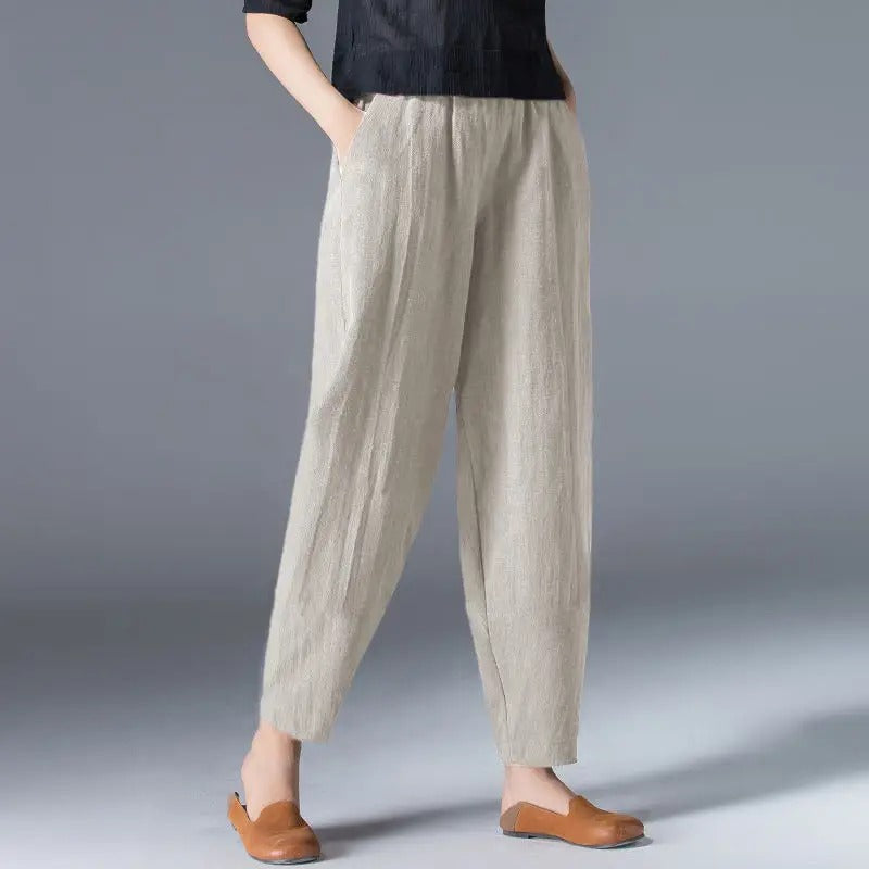 Puffhose aus Baumwolle und Hanf für Damenmode