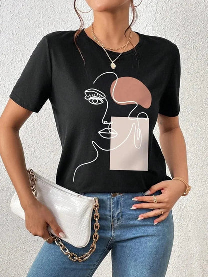 Damen-T-Shirt - Modern Art Print - Bequeme Passform - Ideal für den täglichen Gebrauch