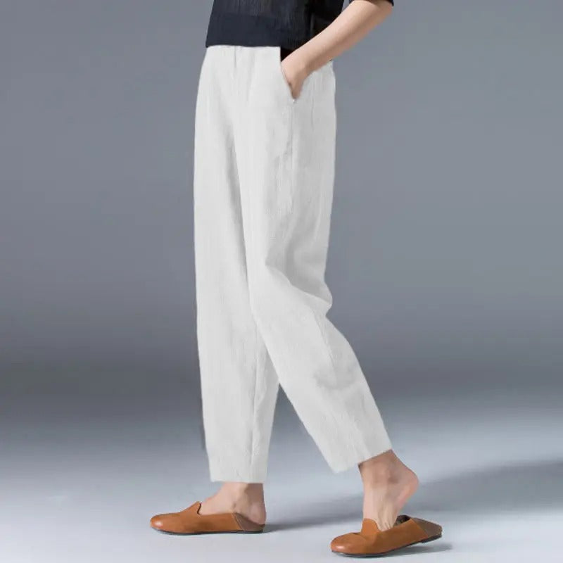 Puffhose aus Baumwolle und Hanf für Damenmode