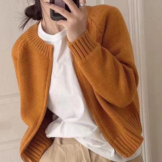 Sophie - Dicker Strick-Kurzpullover mit Reißverschluss für Damen