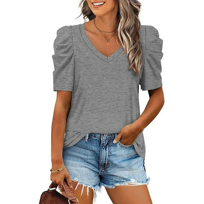 Damen-T-Shirt - V-Ausschnitt - lockere Passform - perfekt für lässige Anlässe