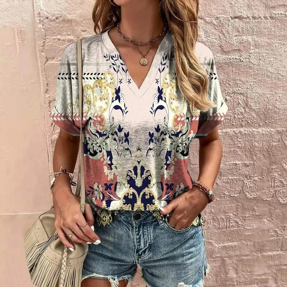 Damenbluse - Summer Style - kurze Ärmel - luftig und farbenfroh - perfekt für warme Tage