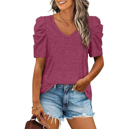 Damen-T-Shirt - V-Ausschnitt - lockere Passform - perfekt für lässige Anlässe