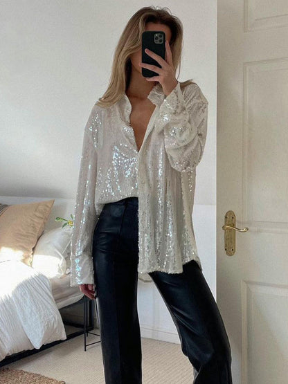Trista Shirt | Übergroßes funkelndes Shirt