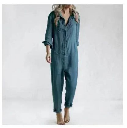 Langärmeliger -Overall mit Knöpfen und Taschen