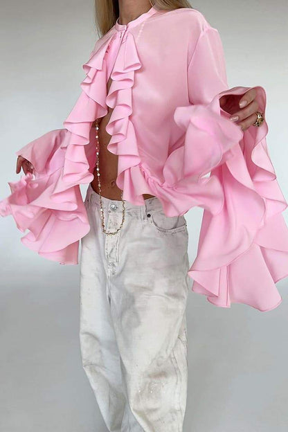 Michelle - Halbtransparente Bluse mit Rüschen